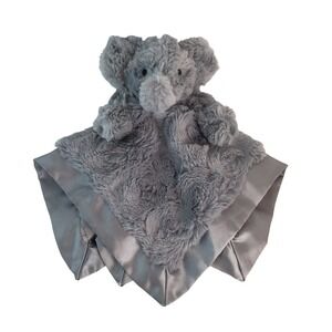 Cloud Island Elephant Security Blanket Lovey 14" Gray Swirl Satin Trim